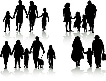vector of silhouettes of families in different situations