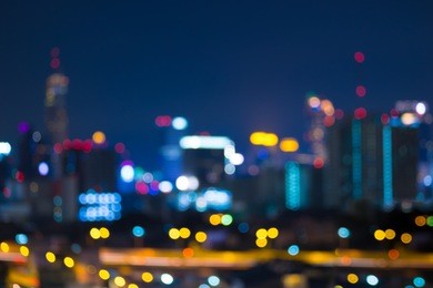 night light in big city, abstract blurred bokeh defocused background.