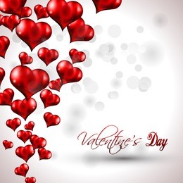 glow of red flying heart background for valentine's day flyer