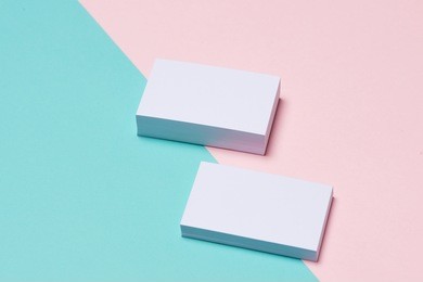 business cards mockup on two color background
