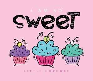 sweet cupcakes illustration design / textile graphic print