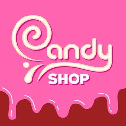 caramel inscription candy shop. vector illustration.
