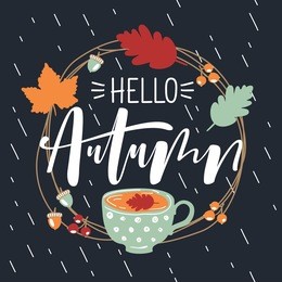 hello autumn hand written inscription