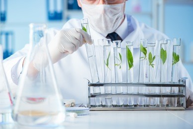 biotechnology concept with scientist in lab