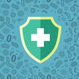 hygienic shield protecting from virus, germs and bacteria. flat style vector illustration.
