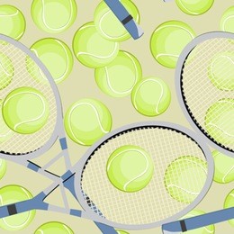 seamless background with tennis ball and racket