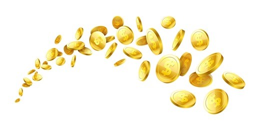 flying gold coins vector illustration