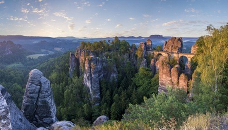 the bastei bridge, saxon switzerland national park, germany