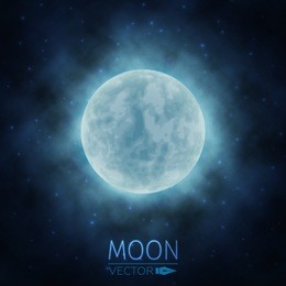 
moon in clouds. the background of the moon in the starry sky. moonlight in the night sky. vector illustration.