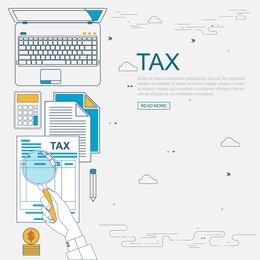 vector flat line design concept for search and analysis, communications and marketing information, service and tax management. management accounting research , website banner.