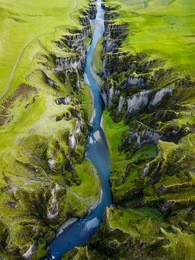 fjadrargljufur canyon iceland aerial