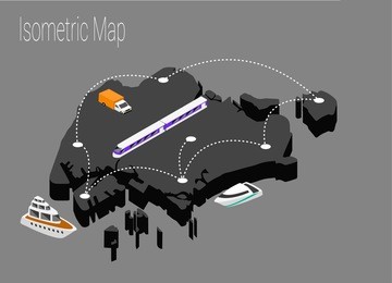 map singapore isometric concept. 3d flat illustration of map singapore.