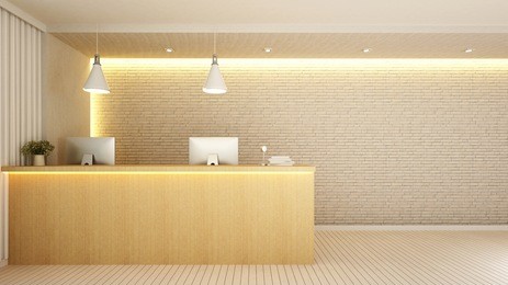 reception in lobby for artwork of hotel or office - 3d rendering
