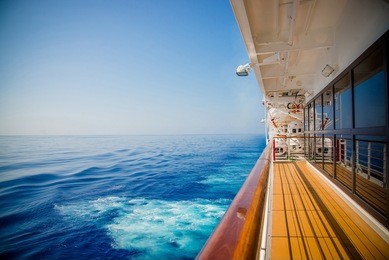 cruise ship open deck in a sunny day