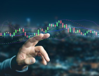 view of a trading forex data information displayed on a stock exchange interface - finance concept