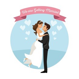 white background with color circular frame poster of newly married couple groom carrying to bride