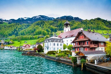 lake house at beckenried - vitznau, lucerne lake, switzerland