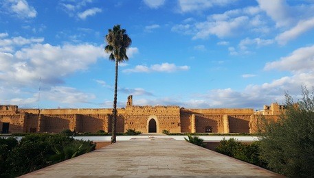 ruins of badi palace, marrakech, morocco.