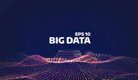 3d wave points fractal grid. futuristic science infographic. sound visualization