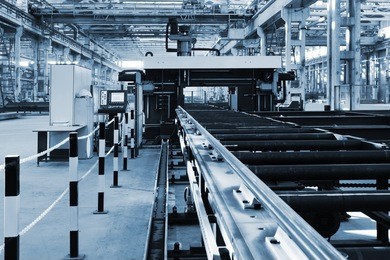 new and powerful metalworking machine in modern workshop