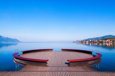 lake geneva scenery in montreux, switzerland