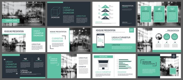 green presentation templates and infographics elements background. use for business annual report, flyer, corporate marketing, leaflet, advertising, brochure, modern style.