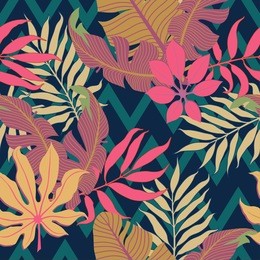 summer exotic floral tropical palm leaves background. vector tropical abstract seamless pattern. plant flower nature wallpaper