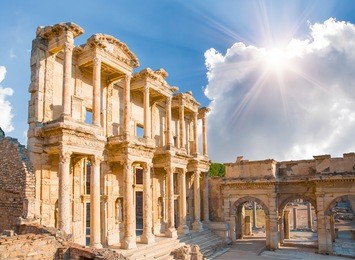 celsus library in ephesus ancient city.