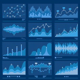 big data blueprint data analytics blue background illustration
