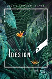 bright tropical background with jungle plants. exotic pattern with tropical leaves. vector illustration