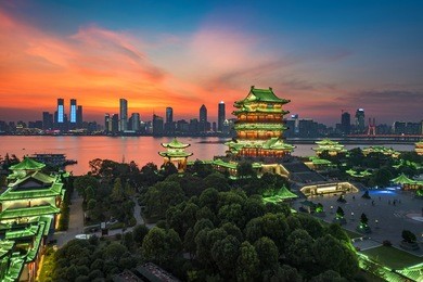 tengwang pavilion, one of chinese famous ancient building in nanchang, jiangxi, china