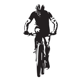 cycling. mountain biker isolated vector silhouette. front view