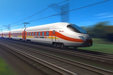 modern high speed train with motion blur