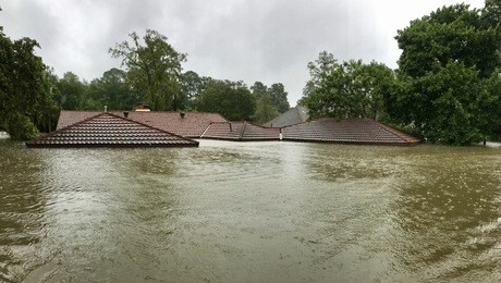 house completely flooded from hurricane harvey 2017, in spring texas a couple miles north of houston off east cypresswood  drive.