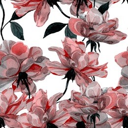rose seamless pattern. watercolor floral background.