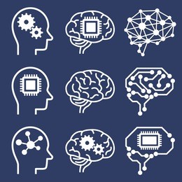 ai (artificial intelligence) icon set.