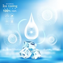 ice cooling serum collagen and vitamin background for products concept skin care cosmetic.