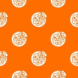 pizza food pattern repeat seamless in orange color for any design. vector geometric illustration