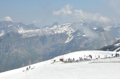 snowtubing at mount titlis in switzerland