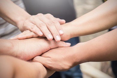 hands together. support, teamwork, togetherness concept