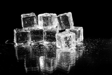 ice cubes on black background.
