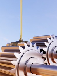 gears lubrication closeup 3d illustration