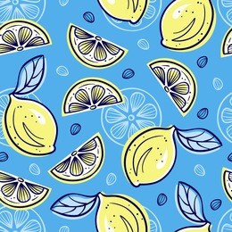 seamless background with stylized lemons. hand drawn vector illustration