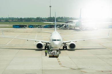 airplane parking at the airport 