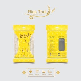 rice of thailand packaging food product and background thai arts.