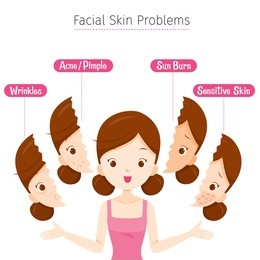 girl with facial skin problems, facial, beauty, cosmetic, makeup, treatment, healthy