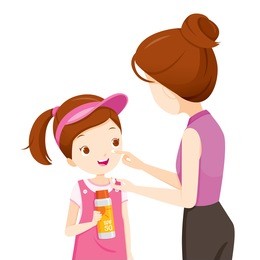 mother wearing sunscreen on daughter face, facial, beauty, cosmetic, makeup, healthy, body, protection, skin