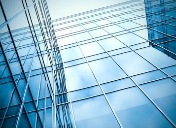 glass surface of contemporary angle of business building