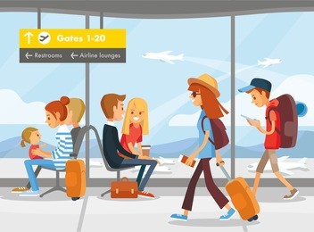 people in the airport terminal