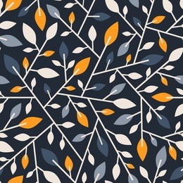 seamless geometric abstract pattern of branches and leaves.vector
